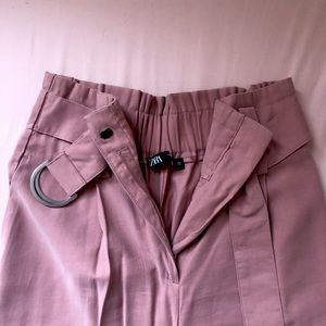 ZARA pink belted paper bag trousers